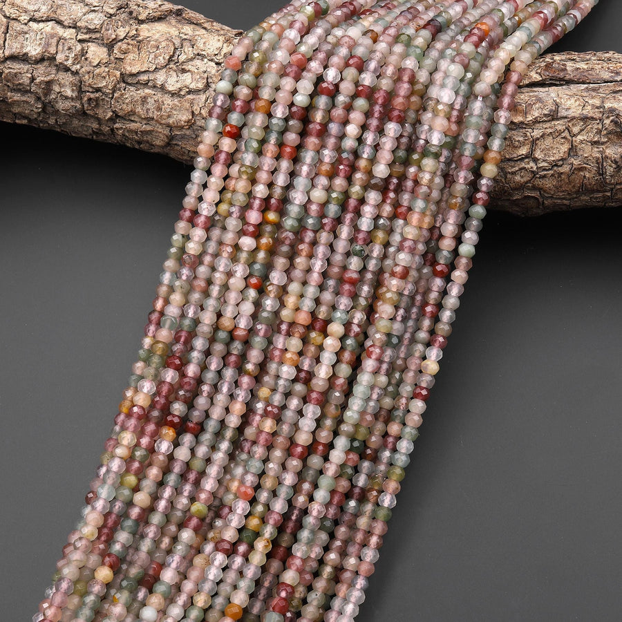 AAA Faceted Natural Yanyuan Agate 4mm Rondelle Beads 15.5" Strand