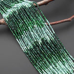 AAA Faceted Natural Green Burma Jade 3mm Round Beads Ombre Gemstone 15.5" Strand