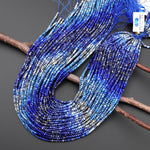 AAA Faceted Natural Blue Lapis Rondelle Beads 2mm 3mm Ombre Gemstone 15.5" Strand