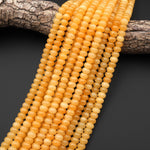 AAA Natural Golden Honey Yellow Calcite 8mm Rondelle Beads 15.5" Strand