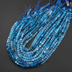 Natural Teal Blue Apatite Heart Smooth 6mm Beads Center Drilled Gemstone 15.5" Strand