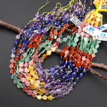Natural Gemstone Smooth Flat Heart 8mm Beads Yellow Jade Petrified Rhodonite Aventurine Red Jasper Orange Sodalite Amethyst 15.5" Strand