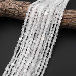 Natural White Rock Quartz Cherry Blossom Flower Beads 6mm Carved Gemstone 15.5" Strand