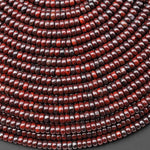 Natural Red Tiger Iron 4mm Smooth Rondelle Beads 15.5" Strand