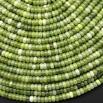 Natural Mustard Green Jade 4mm Smooth Rondelle Gemstone Beads 15.5" Strand