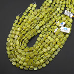 Natural Chartreuse Jade Smooth Square Beads 10mm Gemstone 15.5" Strand