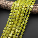 Natural Chartreuse Jade Smooth Square Beads 10mm Gemstone 15.5" Strand