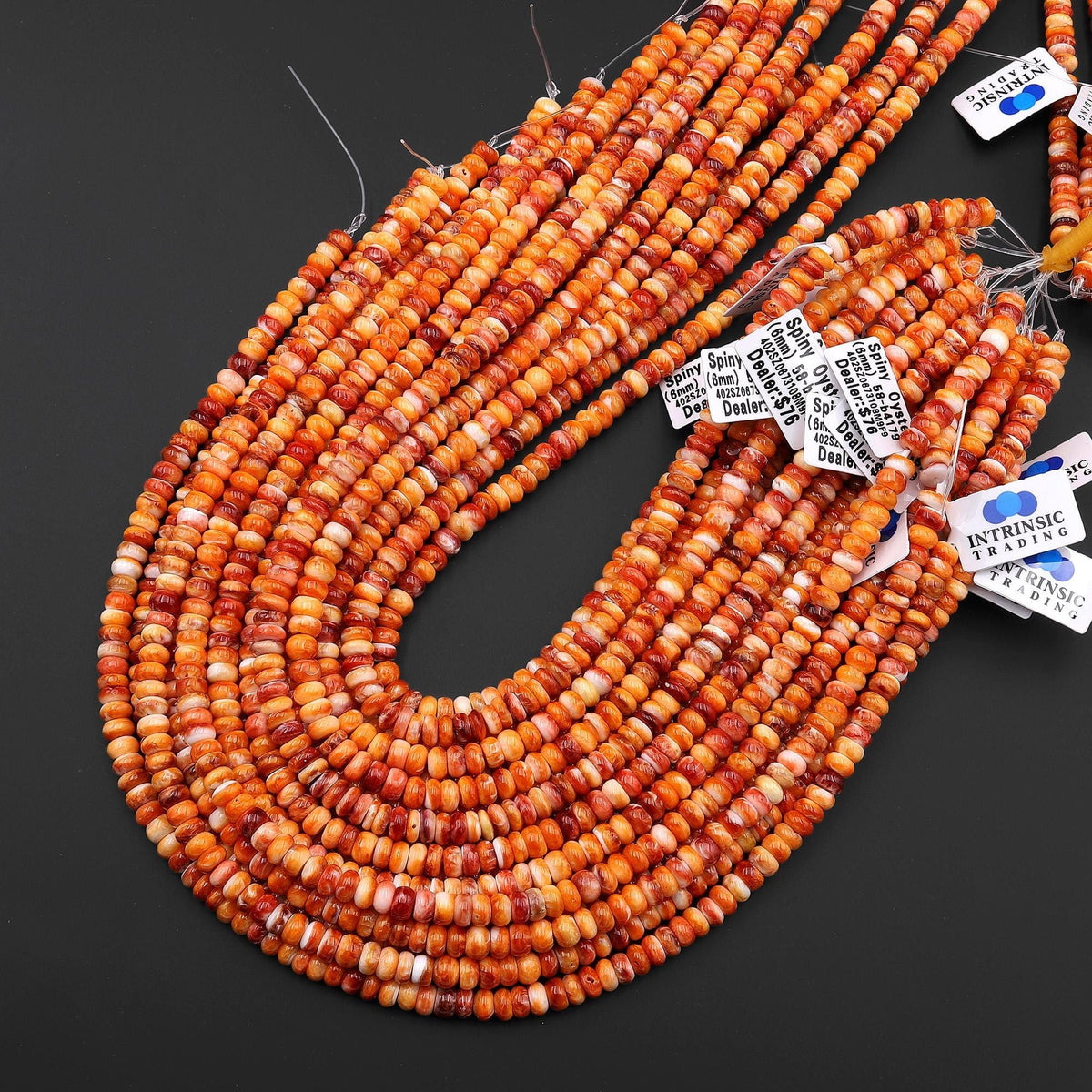 thumbnail image 2 of Natural Orange Red Spiny Oyster Shell 6mm Roundel Beads | 15.5-inch Strand For DIY Jewelry Making 2 of 6