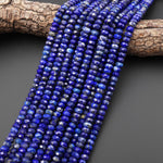 Faceted Natural Blue Lapis Lazuli Rondelle Beads 8mm 14.5" Strand