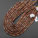 Natural Red Creek Jasper Beads 6mm Smooth Thin Heishi Rondelle Disc Aka Multicolor Picasso Jasper 15.5" Strand