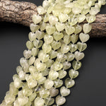 Faceted Natural Lemon Quartz Heart Beads 14mm Gemstone 15" Strand