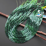 AAA Faceted Natural Green Burma Jade 3mm Round Beads Ombre Gemstone 15.5" Strand