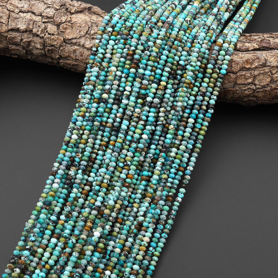 Genuine Natural Turquoise 3mm Faceted Rondelle Beads Gemstones 15.5" Strand