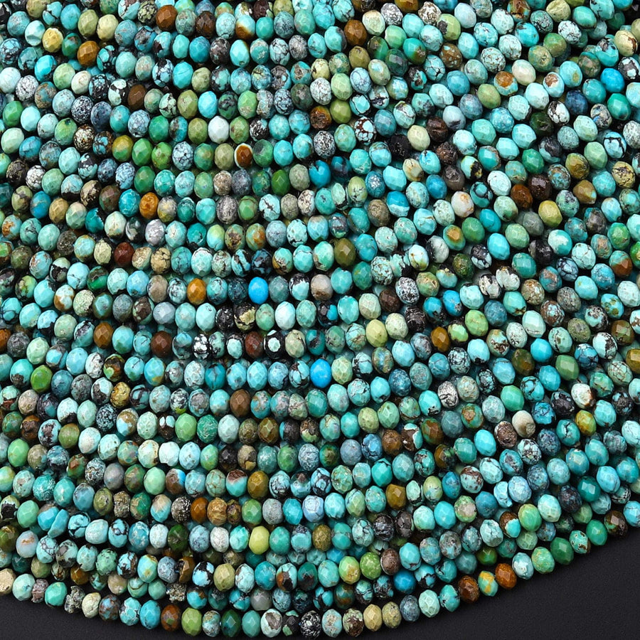 Genuine Natural Turquoise 3mm Faceted Rondelle Beads Gemstones 15.5" Strand