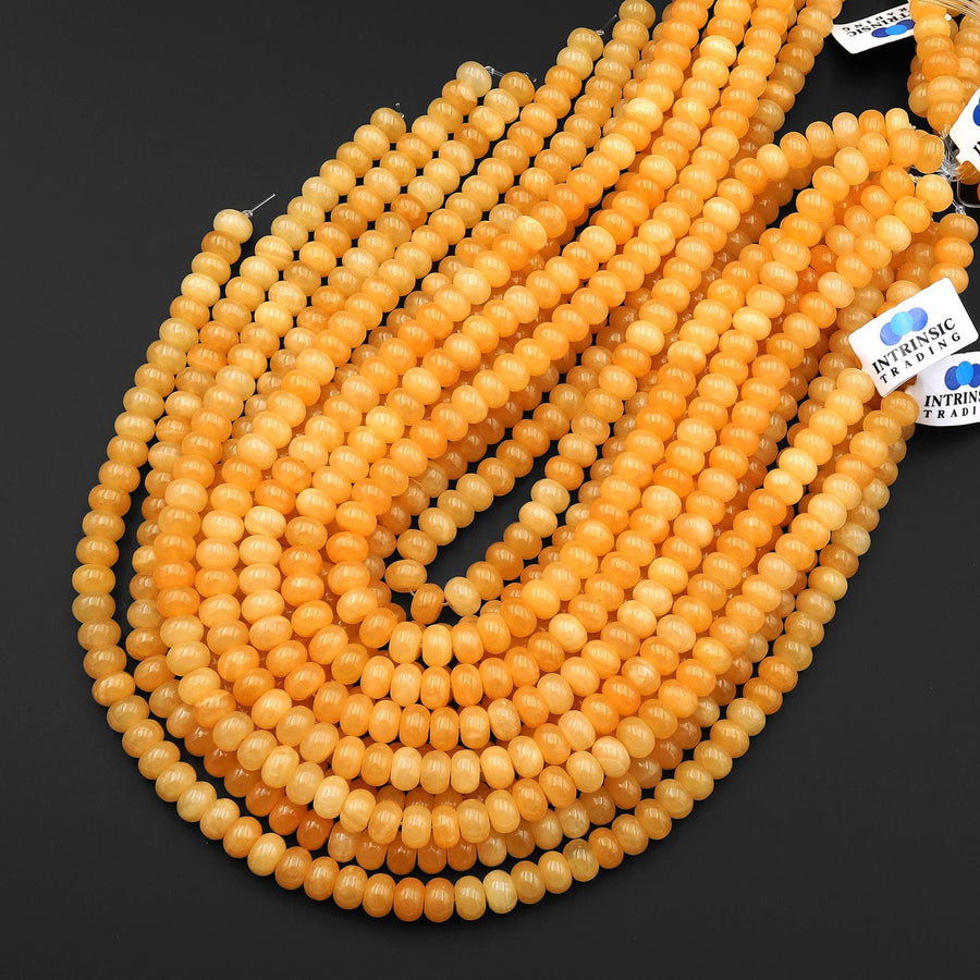 AAA Natural Golden Honey Yellow Calcite 8mm Rondelle Beads 15.5" Strand