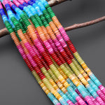 Vibrant Rainbow Multi-Color Gemstone 6mm Thin Smooth Rondelle Quartz Aventurine Beads 15.5" Strand