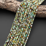 Faceted Natural Australian Green Brown Chrysoprase 3mm 4mm Rondelle Beads 15.5" Strand