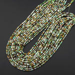 Faceted Natural Australian Green Brown Chrysoprase 3mm 4mm Rondelle Beads 15.5" Strand