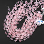 Natural Pink Rose Quartz Beads Gemstone Puffy Heart Veristically Drilled 15.5" Strand