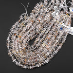 Rare Natural Golden Phantom Rock Quartz Beads Freeform Center Drilled Healing Crystal Nuggets 15.5" Strand