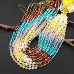 Ocean and Earth ~ Mixed Gemstones Faceted 6mm Coin Beads Natural Tiger's Eye Multicolor Jade Chalcedony Fire Agate 15.5" Strand