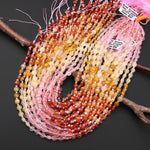 Warm & Pastel Blend ~ Mixed Gemstones Faceted 6mm Coin Beads Cherry Quartz Rose Quartz Yellow Jade Orange Aventurine Fire Agate 15.5" Strand