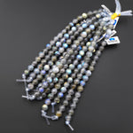 Large Hole Beads 3mm Drill Natural Labradorite 11mm 12mm Round Beads 8" Strand