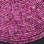 AAA Real Genuine Natural Fuchsia Pink Ruby Gemstone Faceted 2mm 3mm Thin Rondelle Beads 15.5" Strand