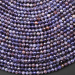 Rare Faceted Natural Sunstone Iolite 3mm 4mm Round Gemstone Beads 15.5" Strand