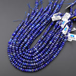 Faceted Natural Blue Lapis Lazuli Rondelle Beads 8mm 14.5" Strand