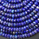 Faceted Natural Blue Lapis Lazuli Rondelle Beads 8mm 14.5" Strand