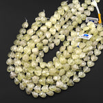 Faceted Natural Lemon Quartz Heart Beads 14mm Gemstone 15" Strand