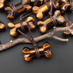 Carved Natural Tiger's Eye Dog Bone Home decoration Crystal Carvings Healing Palm Pocket Stone Gifts
