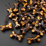 Carved Natural Tiger's Eye Dog Bone Home decoration Crystal Carvings Healing Palm Pocket Stone Gifts