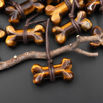 Carved Natural Tiger's Eye Dog Bone Home decoration Crystal Carvings Healing Palm Pocket Stone Gifts