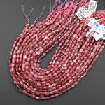 AAA Faceted Natural Strawberry Quartz Oval Beads 6x8mm 15.5" Strand