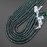 AAA Natural Guatemalan Dark Blue Green Jade Smooth Tube Cylinder Beads 6x7mm 15.5" Strand