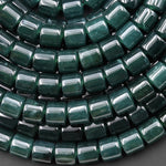 AAA Natural Guatemalan Dark Blue Green Jade Smooth Tube Cylinder Beads 6x7mm 15.5" Strand