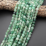 Natural African Green Chalcedony Beads 10mm Puffy Star Gemstone 15.5" Strand