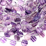 AAA Natural Purple Fluorite Smooth Briolette Teardrop Beads 10mm 15.5" Strand