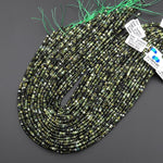 Faceted Natural Green Tourmaline 3mm 4mm Rondelle Beads Diamond Cut Gemstone 15.5" Strand