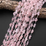 Natural Pink Rose Quartz Beads Gemstone Puffy Heart Veristically Drilled 15.5" Strand