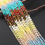 Ocean and Earth ~ Mixed Gemstones Faceted 6mm Coin Beads Natural Tiger's Eye Multicolor Jade Chalcedony Fire Agate 15.5" Strand