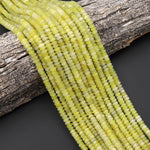 AAA Faceted Natural Chartreuse Jade Beads 6x3mm hexagon Heishi Rondelle 15.5" Strand