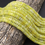 AAA Faceted Natural Chartreuse Jade Beads 6x3mm hexagon Heishi Rondelle 15.5" Strand