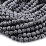 Unwaxed A Grade Natural Black Gray Lava Beads 4mm 6mm 8mm 10mm Volcanic Stone Mala Beads Godd for Essential Oil Treatment 15.5" Strand