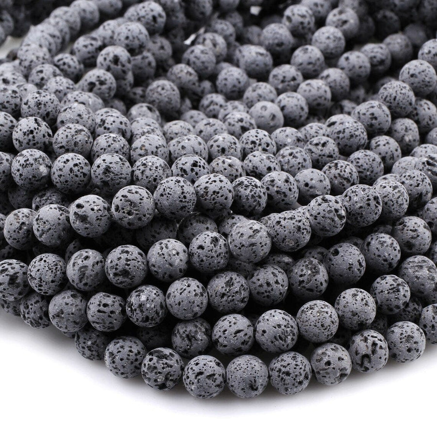 Unwaxed A Grade Natural Black Gray Lava Beads 4mm 6mm 8mm 10mm Volcanic Stone Mala Beads Godd for Essential Oil Treatment 15.5" Strand