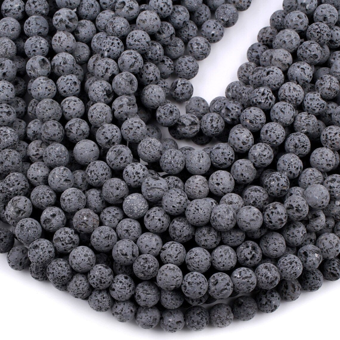 Unwaxed A Grade Natural Black Gray Lava Beads 4mm 6mm 8mm 10mm Volcani –  Intrinsic Trading