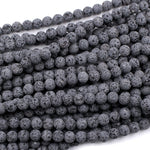 Unwaxed A Grade Natural Black Gray Lava Beads 4mm 6mm 8mm 10mm Volcanic Stone Mala Beads Godd for Essential Oil Treatment 15.5" Strand