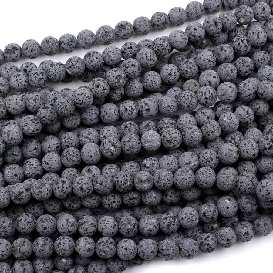 Unwaxed A Grade Natural Black Gray Lava Beads 4mm 6mm 8mm 10mm Volcanic Stone Mala Beads Godd for Essential Oil Treatment 15.5" Strand